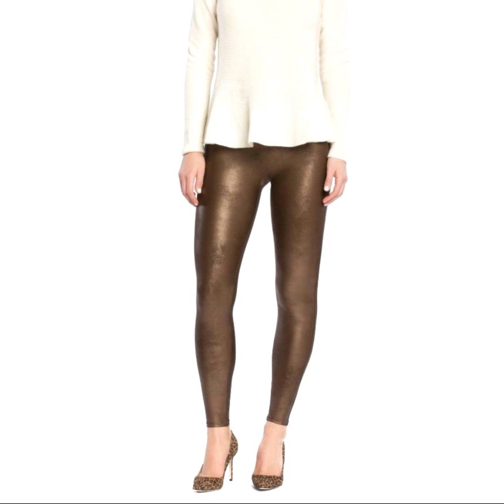 Spanx Faux Leather Leggings, Bronze Metal